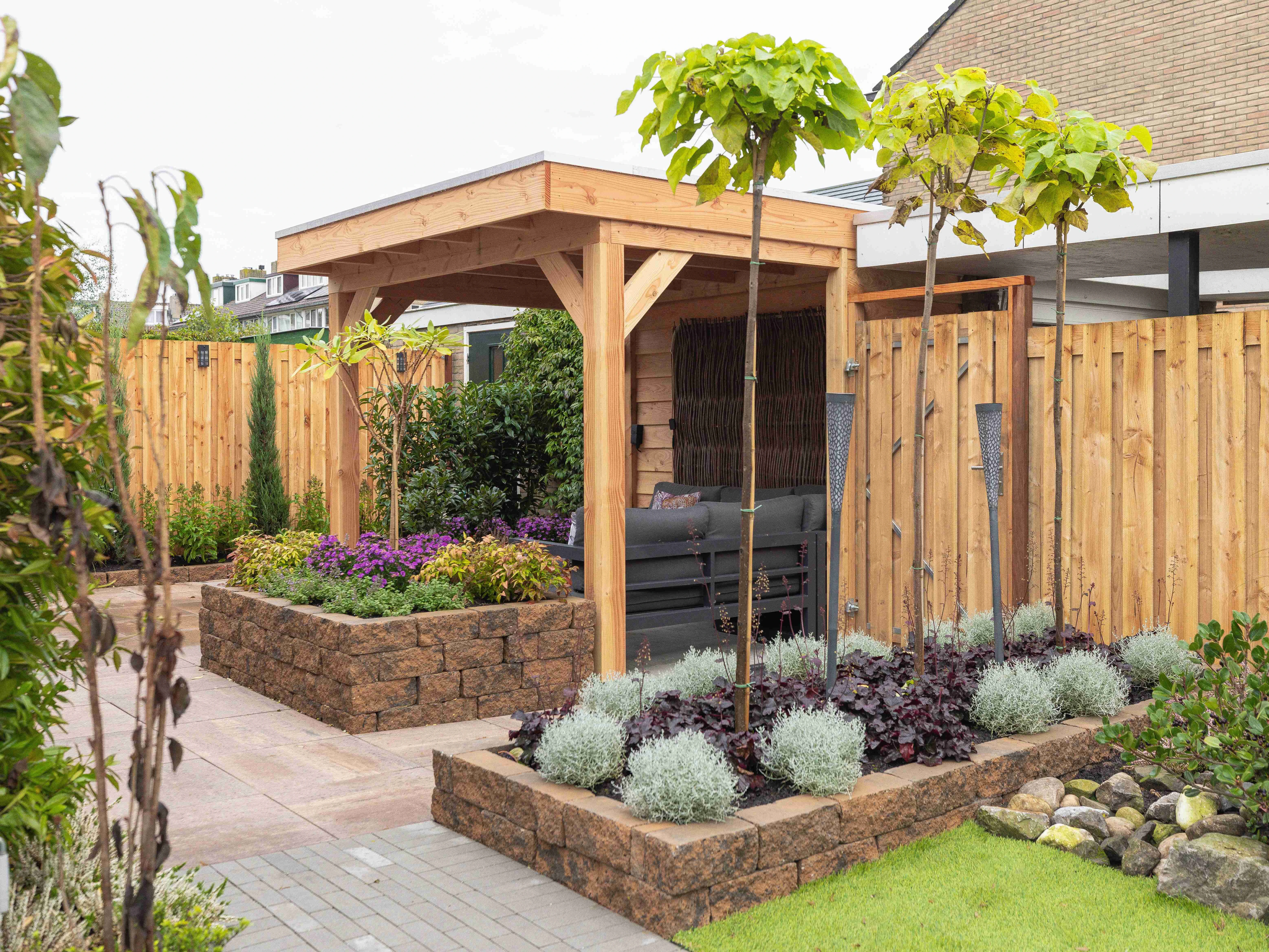 Douglas overkapping, 900 x 300, met schuur en achterwand, Westwood Comfort Green - Afbeelding 6